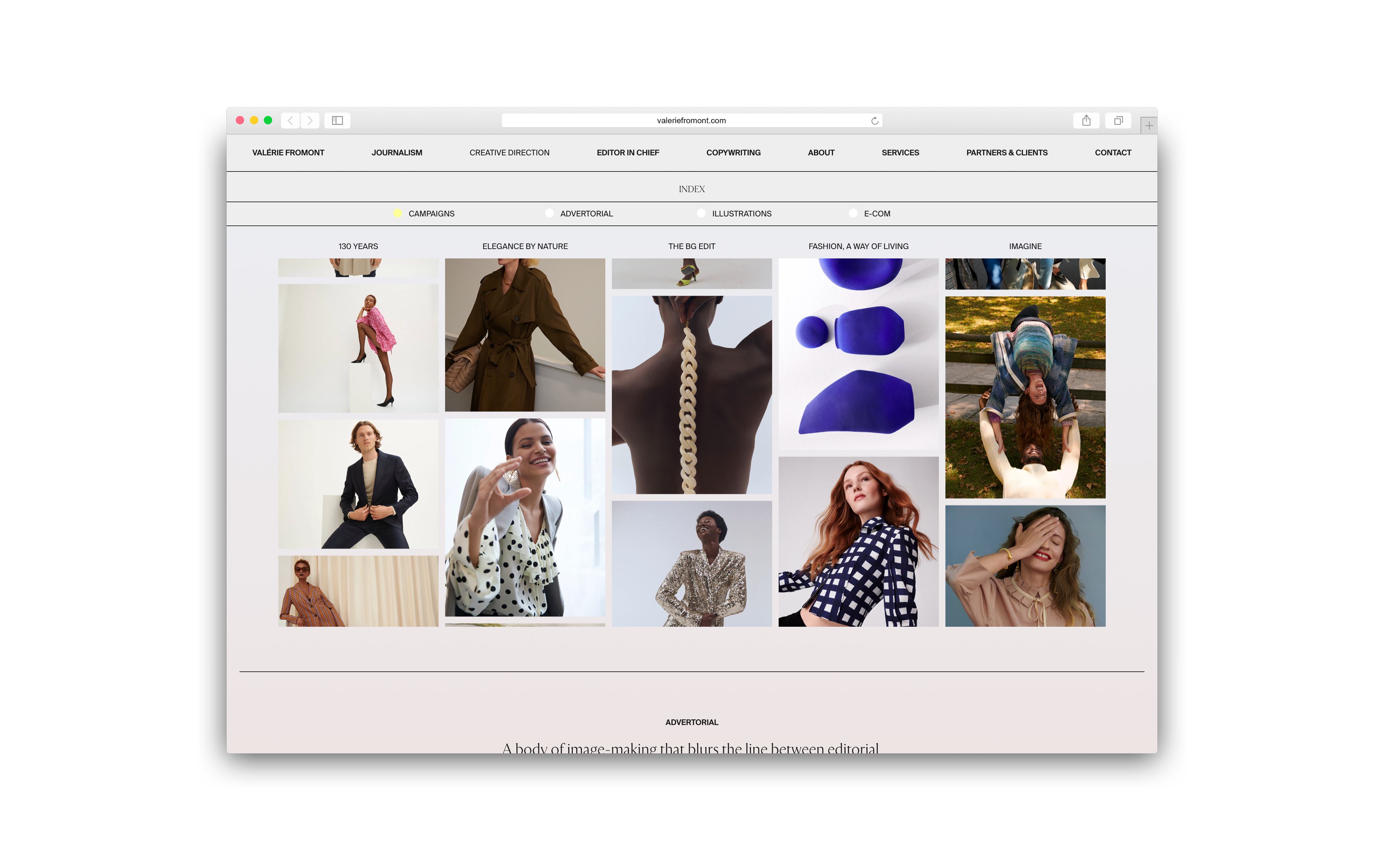 Valerie Fromont, website overview